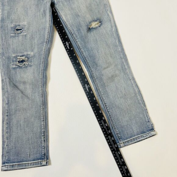 Vanilla Star Women's Blue Mid Rise Crop Distressed Stretch Jeans Size 9 School - Picture 6 of 11